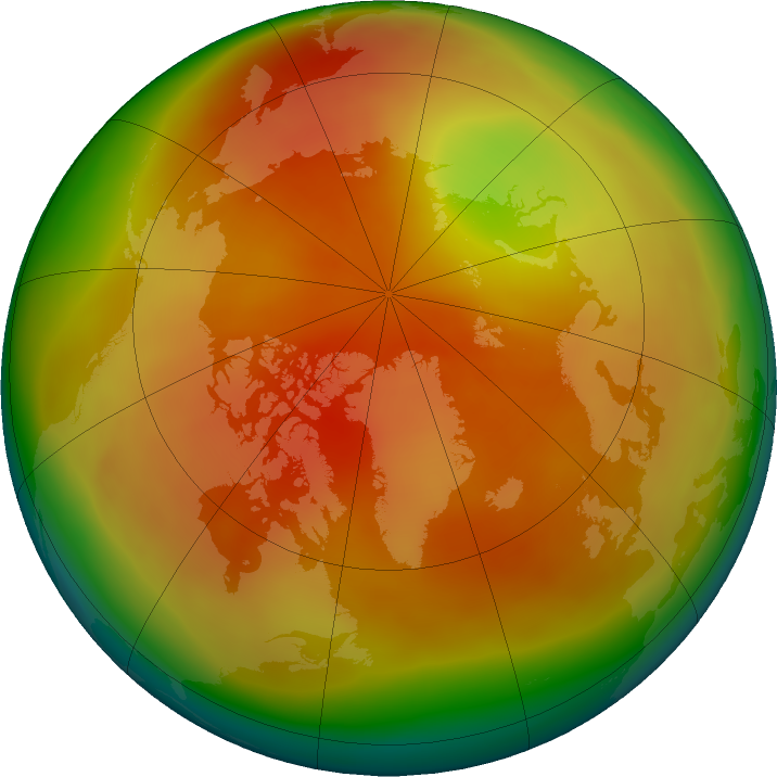 Arctic ozone map for March 2018